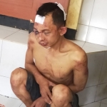 Sulaiman alias mancung saat diamankan di Mapolsek Sukodono.