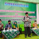 Kepala Kantor Kementerian Agama Kabupaten Tuban, Sahid saat menyosialisasi Petunjuk Teknis (Juknis) Bantuan Operasional Pendidikan (BOP) RA tahun 2022.