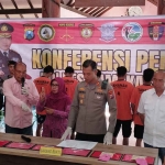 Konferensi pers pengungkapan 8 tersangka penyalahgunaan narkoba di Polres Pamekasan, Kamis (30/8/2023).