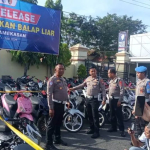 Motor hasil penindakan yang diamankan di Mapolres Pamekasan