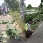 Petugas melakukan olah TKP dan hendak mengevakuasi korban.