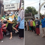 Agus Suyanto bersama relawan saat bagi-bagi sarung dan nasi bungkus kepada warga dan pengendara yang melintas di Jalan Raya Wisata Taman Safari.