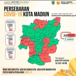 Peta sebaran Covid-19 Kota Madiun per 9 Juli 2020.