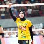 Megawati Hangestri di laganya bersama GPPI dalam ajang Proliga 2025