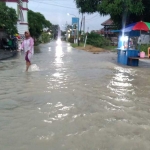 Kondisi Desa Wotansari yang terendam banjir luapan Kali Lamong. Foto: SYUHUD/ BANGSAONLINE