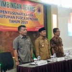 Bimbingan Teknis untuk kajian kebutuhan Pasca Bencana tahun 2019 di hotel Cahaya Berlian, Pamekasan, Senin (11/03/2019).