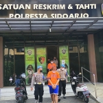 Kawanan maling sepeda pancal saat digelandang di Mapolresta Sidoarjo.