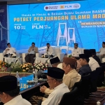 Suasana Halal Bihalal Badan Silaturahmi Ulama Pesantren Madura (Bassra) dan bedah buku Sejarah Bassra Potret Perjuangan Ulama Madura di Kantor PLN Unit Induk Distribusi Jawa Timur Surabaya, Jumat (10/4/2026). Foto: bangsaonline