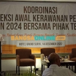 Ketua Bawaslu Kota Kediri, Mansur, saat memberi sambutan. Foto: MUJI HARJITA/BANGSAONLINE