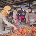 Tim Satgas Pangan Kabupaten Kediri saat meninjau stan di salah satu pasar tradisional di Kabupaten Kediri. Foto: Ist.