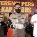 Kapolresta Sidoarjo Kombes Pol. Kusumo Wahyu Bintoro saat ungkap kasus, Rabu (15/9/2021).