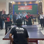 Suasana lomba tenis meja yang digelar Lapas Pamekasan.