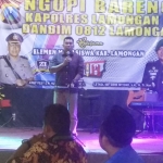 Kapolres Lamongan AKBP Feby DP Hutagalung saat sambutan. 