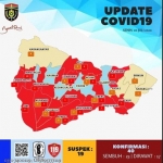 Peta sebaran kasus Covid-19 di Kabupaten Ngawi per tanggal 20 Juli 2020.
