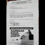 Surat edaran dari RW dan RT PKI tentang sosialisasi agar membuang sampah di tempatnya.