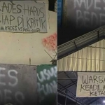 Tulisan warga yang memprotes Kades Imaan karena pelaku pembunuhan Agen BRILink belum terungkap. Foto: Ist.