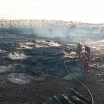 Kebakaran lahan kilang minyak di Desa Sumurgeneng, Tuban.