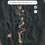 Sebuah foto tangkapan layar dari Google Maps yang ramai diunggah netizen X karena ditemukan kawasan yang gundul akibat kegiatan tambang di lereng Gunung Slamet. Foto: Tangkapan layar.