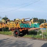 Beberapa cikar yang dihias dengan buah-buahan dan sayuran saat persiapan sebelum ikut parade. Foto: MUJI HARJITA/BANGSAONLINE