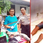 Petugas menunjukkan barang bukti yang diamankan dan kondisi Tuhar sebelum tewas kehabisan darah.