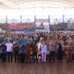 Kapolres Magetan Bersama jajaran Forkopimda Magetan dalam aksi Bangga Kencana