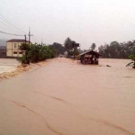 Kondisi ruas jalan Pacitan-Purwantoro yang tergenang banjir. (istimewa).