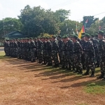 Suasana apel siaga di Makodim 0801 Pacitan, Senin (21/10).