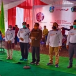 Kegiatan vaksinasi yang digelar ISNU Jatim di Banyuwangi, Selasa (14/9/2021).  Tampak Prof M Mas