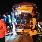 Kondisi kendaraan truk yang dikemuikan korban usai terlibat kecelakaan.