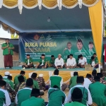 Penasihat PC GP Ansor Bangkalan RKH. Hasani Zubair saat memberikan sambutan, Sabtu (30/3/2024).