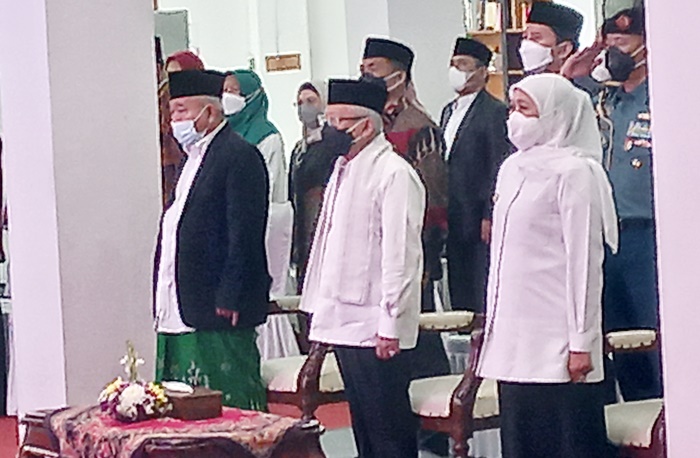 Gubernur Khofifah mendampingi Wapres RI Ma’ruf Amin saat kunjungan ke Ponpes Amanatul Ummah, Pacet, Mojokerto, Jumat (3/6/2022).