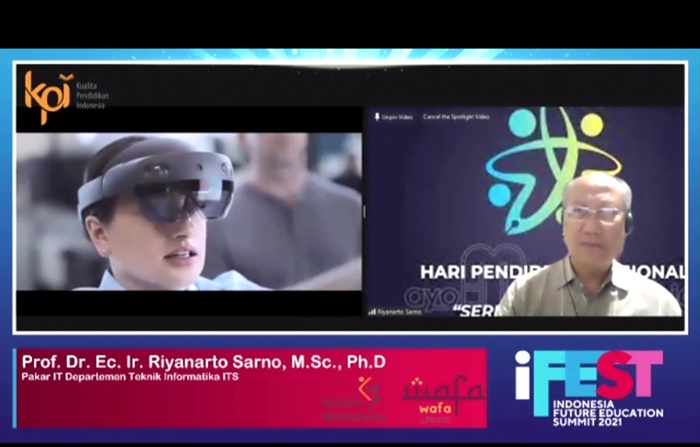 Kualita Pendidikan Indonesia (KPI) menyelenggarakan iFES 2021 sekaligus launching platform pelatihan online Kuanta.ID. foto: tangkapan layar
