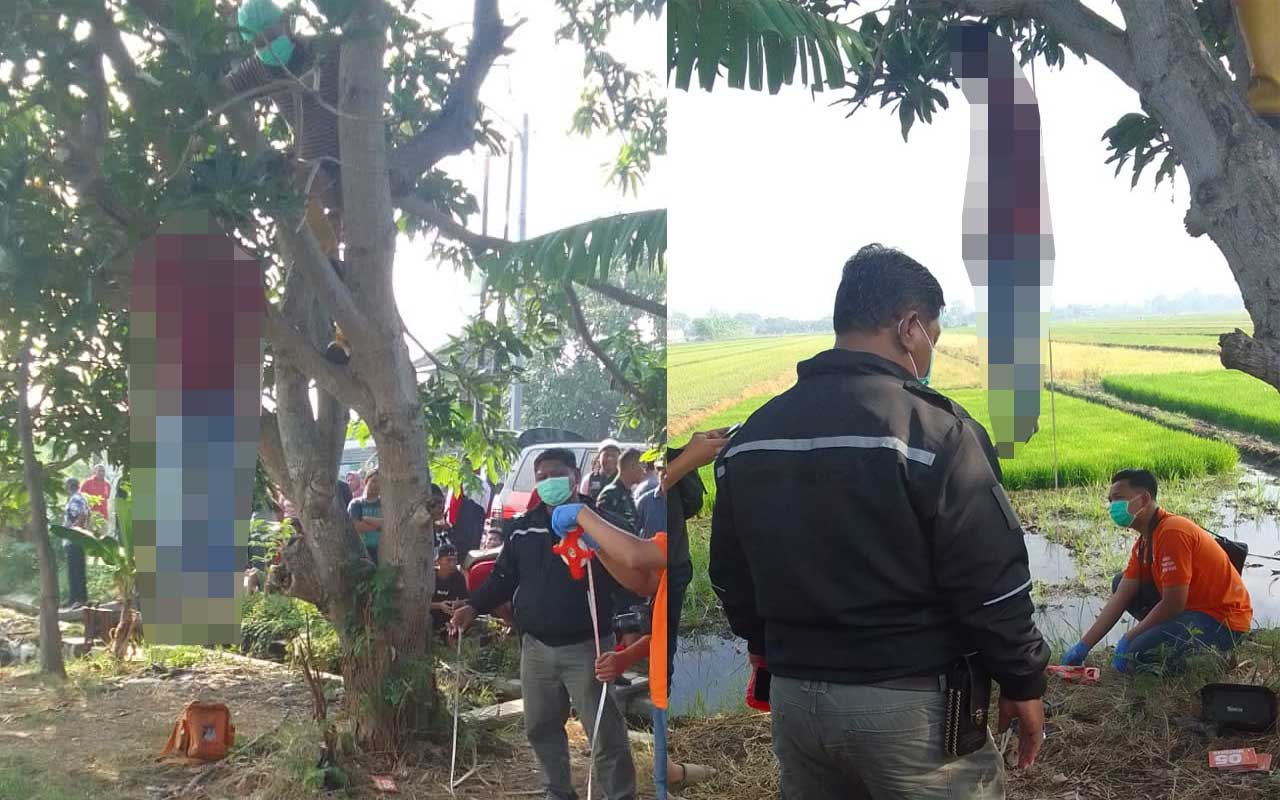 Korban bunuh diri saat dievakuasi oleh anggota Polresta Sidoarjo.