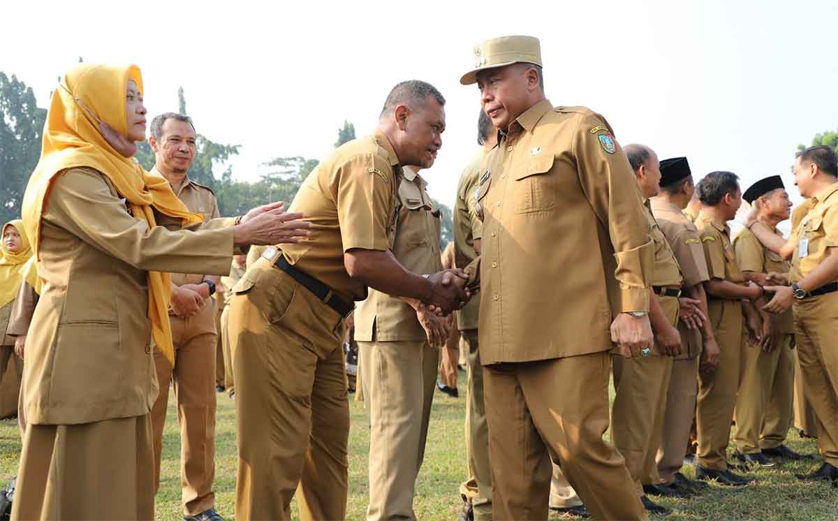 Sugiat saat berpamitan ke ASN Pemkab Jombang.