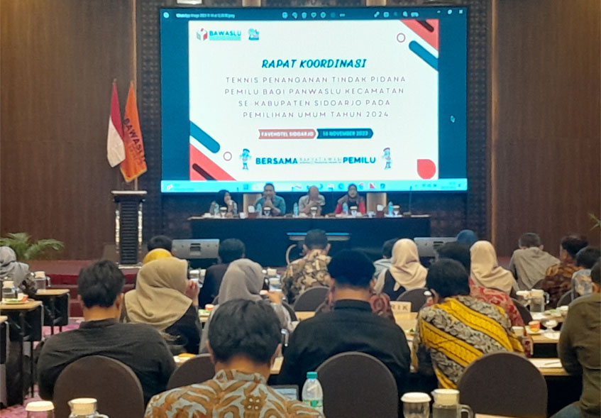 Rakor Teknis Penanganan Pelanggaran Tindak Pidana Pemilu yang digelar Bawaslu Sidoarjo.