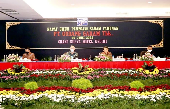 PT. Gudang Garam Tbk Kediri saat menggelar Rapat Umum Pemegang Saham (RUPS), Kamis (30/6/2022) pagi di Grand Surya Hotel Jalan Dhoho, Kota Kediri.