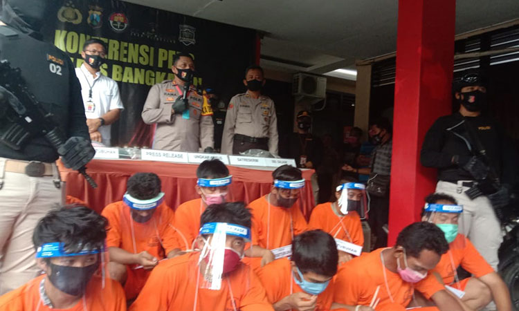 Pers rilis di Mapolres Bangkalan, Rabu (22/7/2020). (foto: ist).
