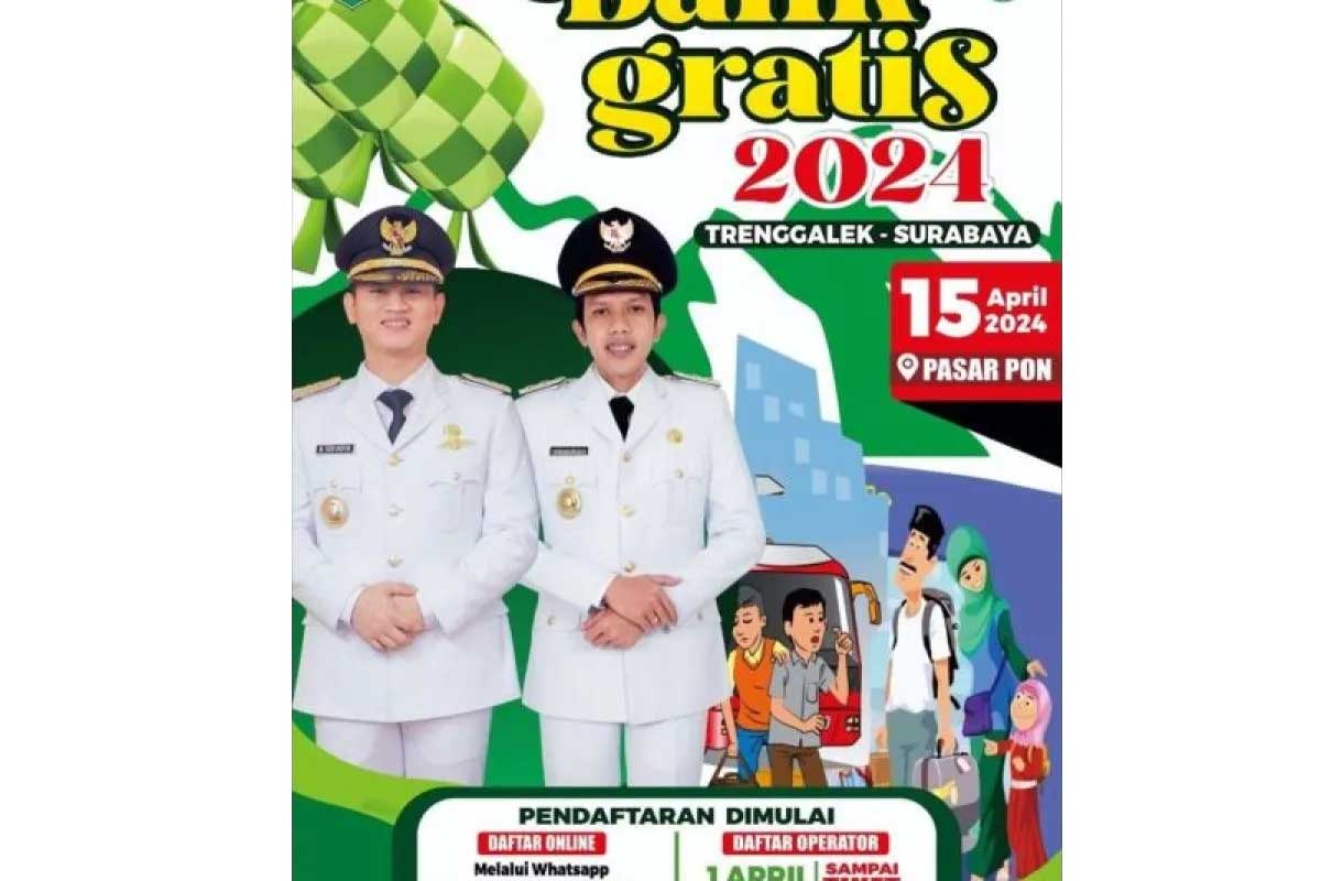 Paflet pengumuman program balik gratis yang disebar Pemkab Trenggalek. Foto: Prokopim Trenggalek