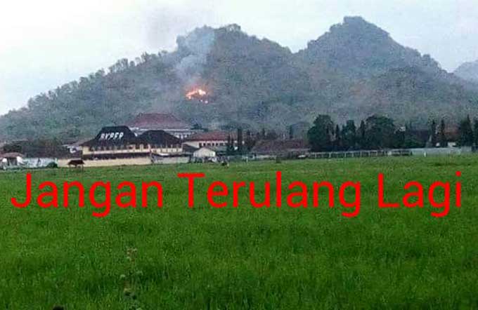 Hutan Kota Trenggalek Terbakar, Kompi Huko Berharap Pemkab segera Gelar Simulasi