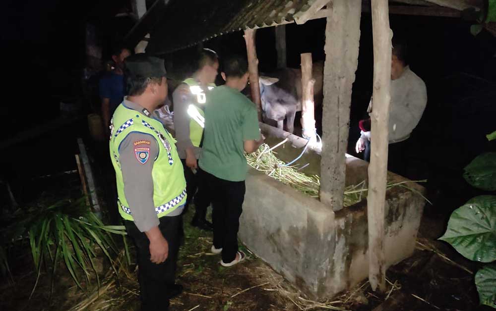 Petugas saat melakukan olah TKP di lokasi kejadian.