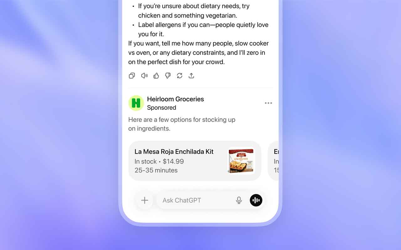 Iklan pada ChatGPT, yang telah dirilis di Amerika Serikat oleh OpenAI. Foto: x.com/OpenAI