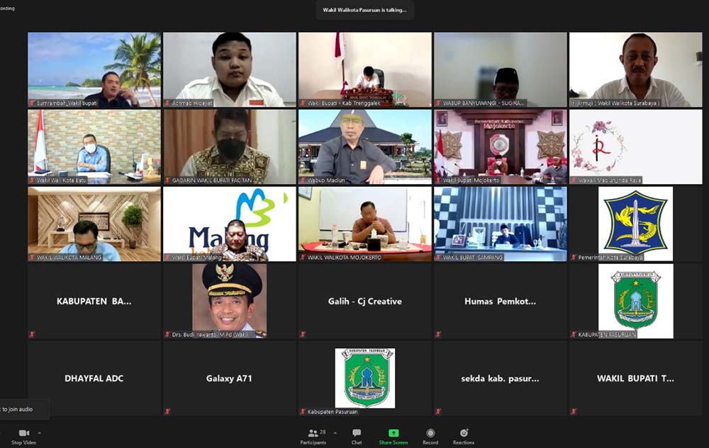 Sharing Progres Vaksinasi, Wawali Armuji Gelar Forum Komunikasi Bersama Wakil Kepala Daerah se-Jatim