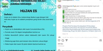 Hujan ES melanda Sejumlah Wilayah di Surabaya, ini Penjelasan BMKG