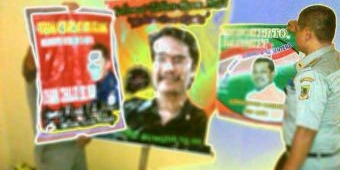 Banner Bodong Marak, Satpol PP Kota Mojokerto Tertibkan Iklan Cawali-Cawawali