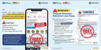 Waspadai Akun-Akun Hoaks Berkedok Rekrutmen Atasnamakan Jasa Marga