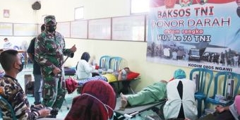 Tinjau Donor Darah, Dandim Ngawi Apresiasi Pendonor dan Ingatkan Tetap Patuhi Protokol Kesehatan