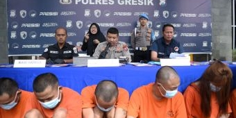 Polres Gresik Rilis 9 Tersangka Narkoba dari 7 Kasus Beserta BB Sabu dan 171 Butir Inex
