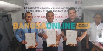 Amankan Aset di Daop 7 Madiun, PT KAI Teken MoU dengan Kejari Tulungagung dan Kediri
