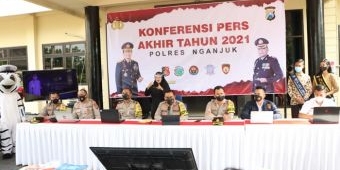 Kapolres Nganjuk Gelar Konferensi Pers Akhir Tahun 2021, ini Rincian Kasus yang Ditangani