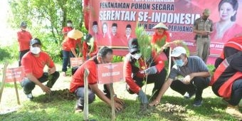 Dihadiri Bupati Fandi Akhmad Yani, PDIP Gresik Tanam 1.500 Pohon di Waduk Bunder